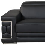 89" Black Italian Leather Sofa With Silver Legs - Image 8