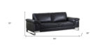 90" Black Italian Leather Sofa With Silver Legs - Image 5
