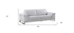 90" Light Gray Italian Leather Sofa With Silver Legs - Image 5