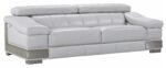 92" Light Gray Italian Leather Sofa With Silver Legs - Image 2