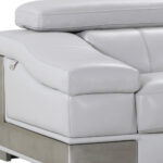 92" Light Gray Italian Leather Sofa With Silver Legs - Image 3