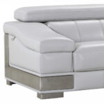 92" Light Gray Italian Leather Sofa With Silver Legs - Image 4