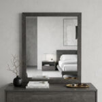 43" Gray Wood Dresser Mount Framed Mirror