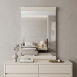47" Beige Wood Dresser Mount Framed Mirror
