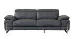 87" Dark Gray Italian Leather Sofa With Silver Legs - Image 2