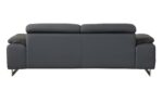 87" Dark Gray Italian Leather Sofa With Silver Legs - Image 4