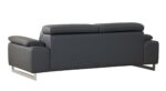 87" Dark Gray Italian Leather Sofa With Silver Legs - Image 5