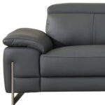 87" Dark Gray Italian Leather Sofa With Silver Legs - Image 6