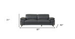 87" Dark Gray Italian Leather Sofa With Silver Legs - Image 8
