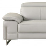 87" Light Gray Italian Leather Sofa With Silver Legs - Image 6