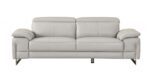 87" Light Gray Italian Leather Sofa With Silver Legs - Image 2