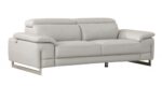 87" Light Gray Italian Leather Sofa With Silver Legs - Image 3