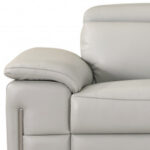 87" Light Gray Italian Leather Sofa With Silver Legs - Image 7