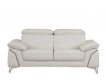 71" White Italian Leather Sofa With Silver Legs - Image 2
