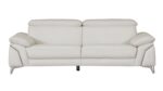 87" White Italian Leather Sofa With Silver Legs - Image 2