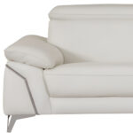 87" White Italian Leather Sofa With Silver Legs - Image 5