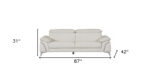 87" White Italian Leather Sofa With Silver Legs - Image 7