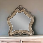 48" Oak Abstract Wood Framed Mounted Dresser Mirror