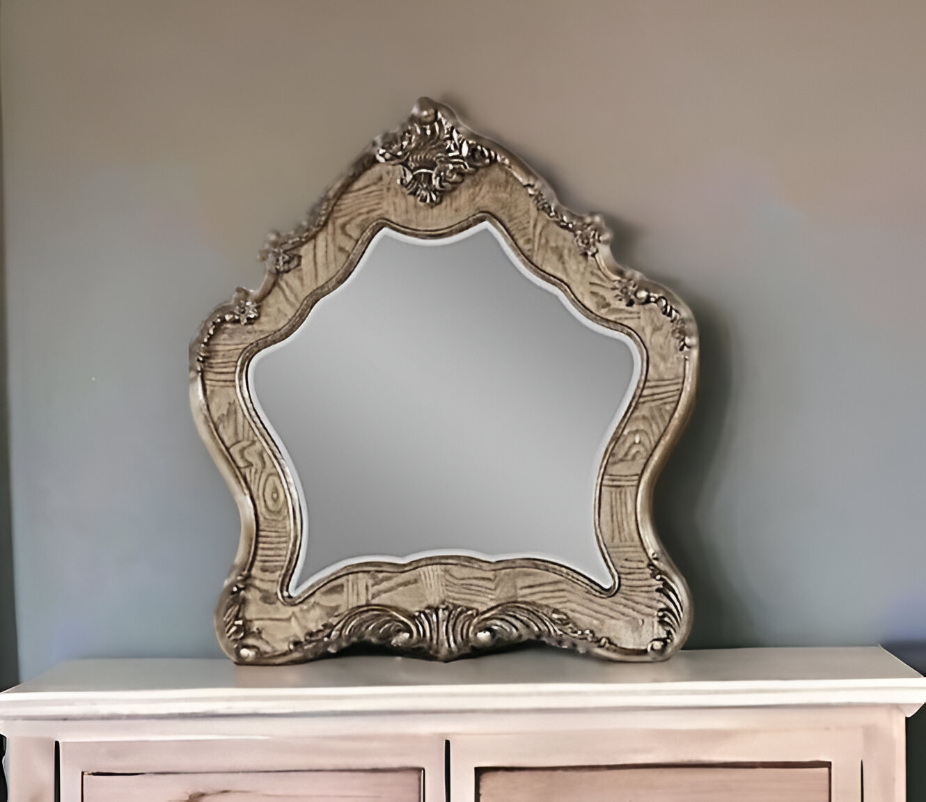 347089_11_O4mL7DIH-3.jpg 48" Oak Abstract Wood Framed Mounted Dresser Mirror - Image 1
