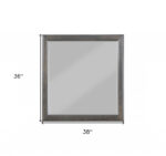 38" Gray Square Wood Framed Accent Mirror - Image 6