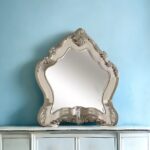48" White Abstract Wood Framed Mounted Dresser Mirror