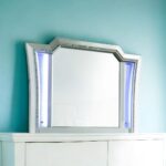 38" Champagne Abstract Wood Framed Mounted Dresser Mirror