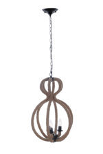 Natural and Black Iron and Rope Three Light Ceiling Light - Image 3
