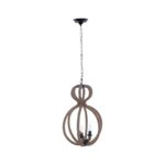 Natural and Black Iron and Rope Three Light Ceiling Light - Image 2