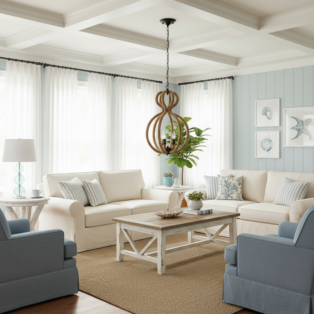 364238_11_wk62ymS2.jpg Natural and Black Iron and Rope Three Light Ceiling Light - Image 1