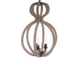 Natural and Black Iron and Rope Three Light Ceiling Light - Image 4
