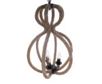 Natural and Black Iron and Rope Three Light Ceiling Light - Image 5