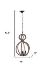 Natural and Black Iron and Rope Three Light Ceiling Light - Image 9