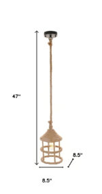 Beige and Black Iron and Rope Ceiling Light - Image 9