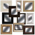 Set of Ten Brown And White Square And Rectangle Framed Mirror Set - Image 3