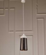 Brown And White Cylinder Metal Ceiling Light With Brown Shades - Image 4
