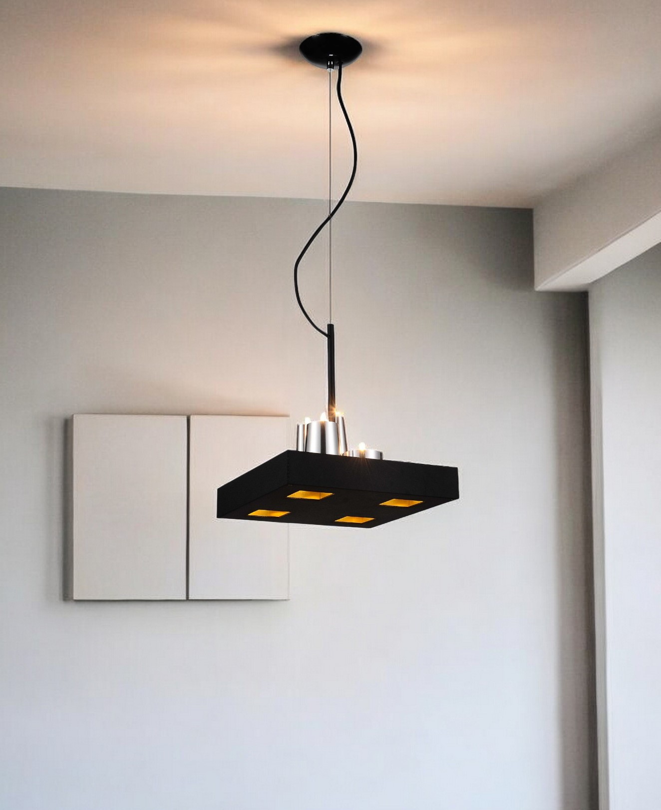 372244_7_0HjZiDlC.jpg 14 X 14 X 59 Black Stainless Steel Pendant Lamp - Image 1