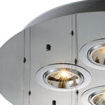 Clear Candle Style Four Light Metal and Glass Ceiling Light - Image 3