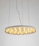 29 X 29 X 7 White Glass Metal Pendant Lamp - Image 8