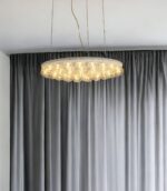 29 X 29 X 7 White Glass Metal Pendant Lamp