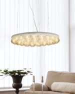 29 X 29 X 7 White Glass Metal Pendant Lamp - Image 9
