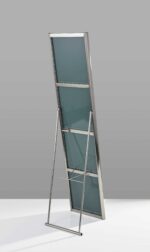 59" Silver Metal Framed Cheval Standing Mirror - Image 9