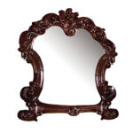 45" Brown Crowned Top Solid Wood Framed Mounted Dresser Mirror - Image 2