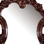 45" Brown Crowned Top Solid Wood Framed Mounted Dresser Mirror - Image 3