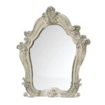 47" White And Silver Abstract Wood Framed Antiqued Glass Mounted Dresser Mirror - Image 2