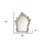 47" White And Silver Abstract Wood Framed Antiqued Glass Mounted Dresser Mirror - Image 4