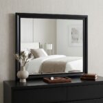 36" Black Wood Dresser Mount Framed Mirror