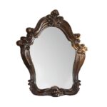 47" Brown Crowned Top Solid Wood Framed Mounted Dresser Mirror - Image 2