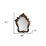 47" Brown Crowned Top Solid Wood Framed Mounted Dresser Mirror - Image 4