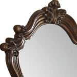47" Brown Crowned Top Solid Wood Framed Mounted Dresser Mirror - Image 3