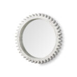 35" White Abstract Wood Framed Accent Mirror - Image 3